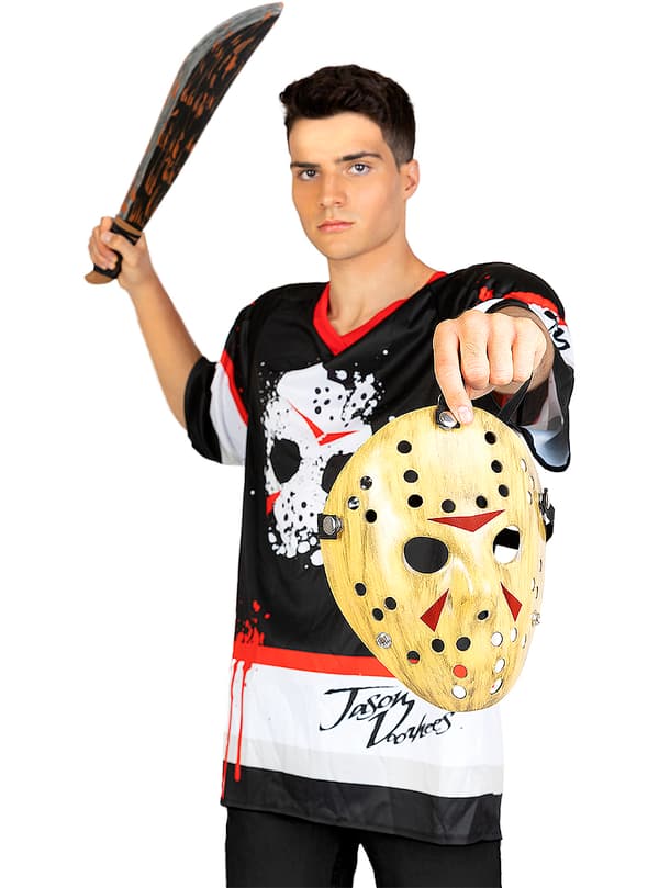 FUNIDELIA Fredag den 13 Jason Hockey Kostume med Machete til mænd - Sort