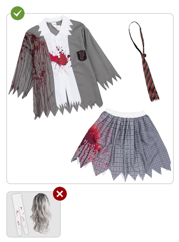 FUNIDELIA Maskeraddräkt student zombie för dam - Grå / Silver