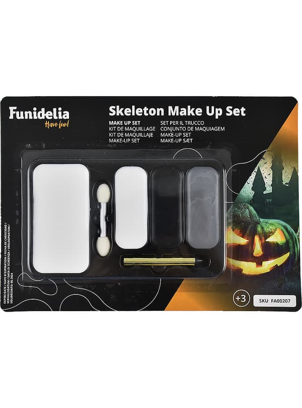 FUNIDELIA Skelet make-up sæt til kvinder og mænd - Størrelse: 0