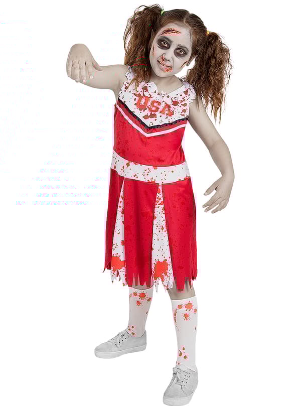 FUNIDELIA Maskeraddräkt cheerleader zombie för flicka - Röd