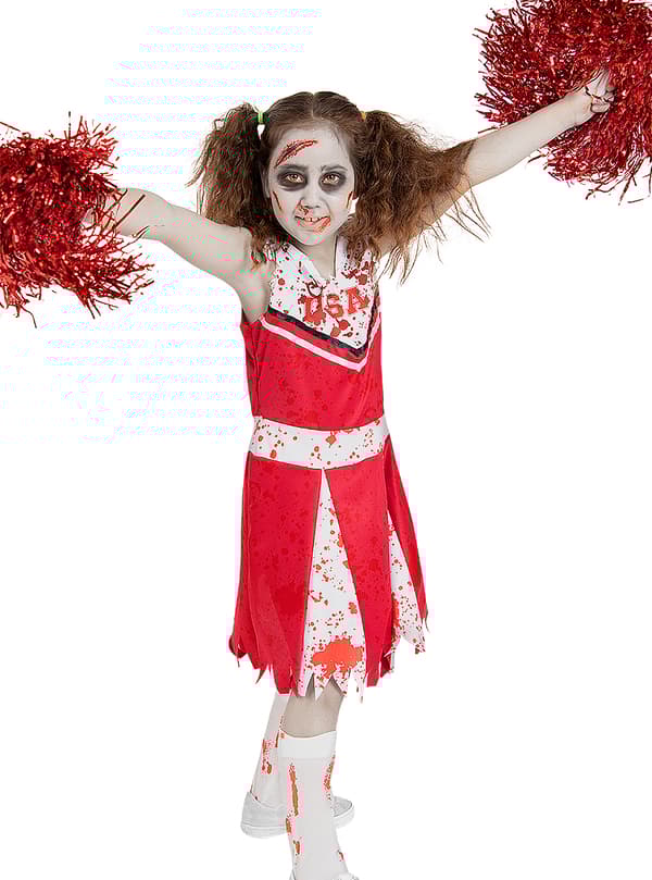 FUNIDELIA Maskeraddräkt cheerleader zombie för flicka - Röd