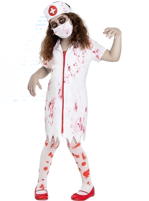 FUNIDELIA Zombie sygeplejerske kostume til piger - Hvid