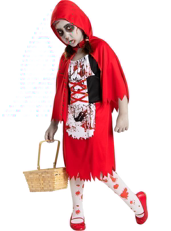 FUNIDELIA Maskeraddräkt Rödluvan röd zombie för flicka - Röd 5-6 years