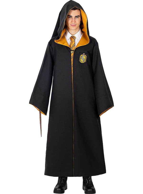 FUNIDELIA Replika Hufflepuff kåbe - Diamond Edition til kvinder og mænd - Sort XL