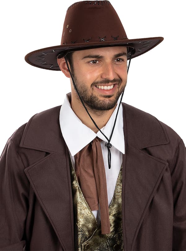 FUNIDELIA Brun cowboyhatt til dame og mann - Størrelse: 0 - Brun