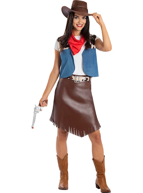 FUNIDELIA Cowgirl kostume til kvinder - Brun M-L