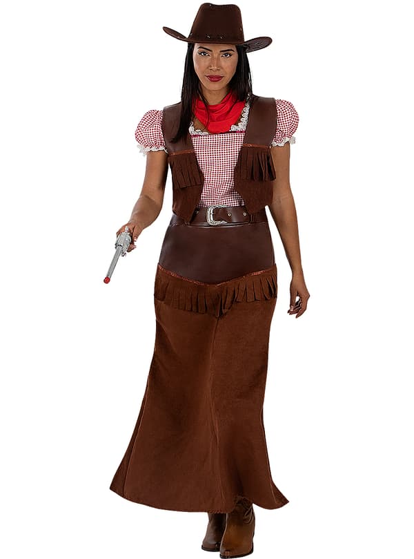FUNIDELIA Maskeraddräkt cowgirl Deluxe för dam - Brun