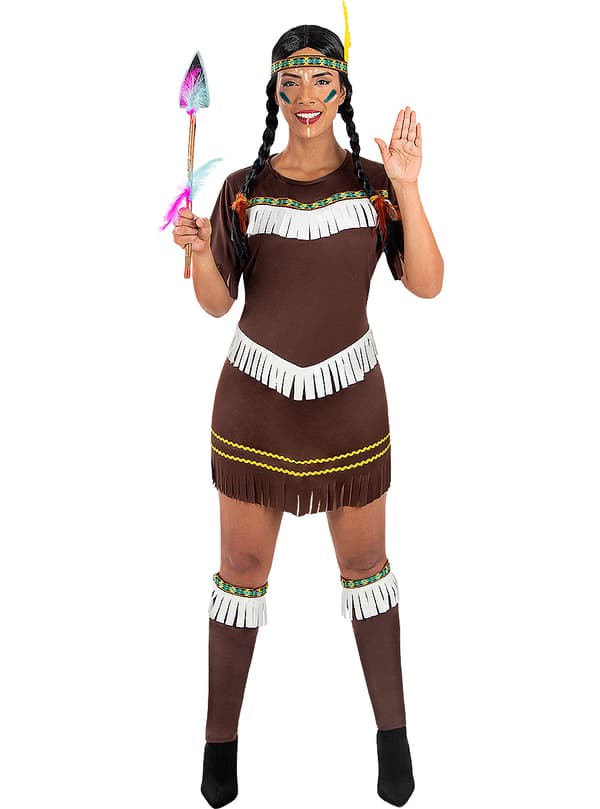 FUNIDELIA Maskeradkläder Indian för dam - Brun