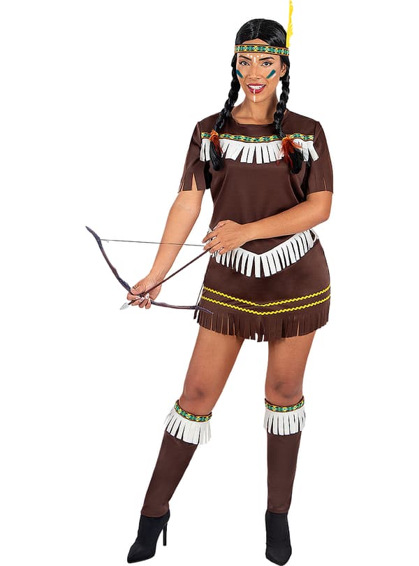 FUNIDELIA Maskeradkläder Indian för dam - Brun XXXL