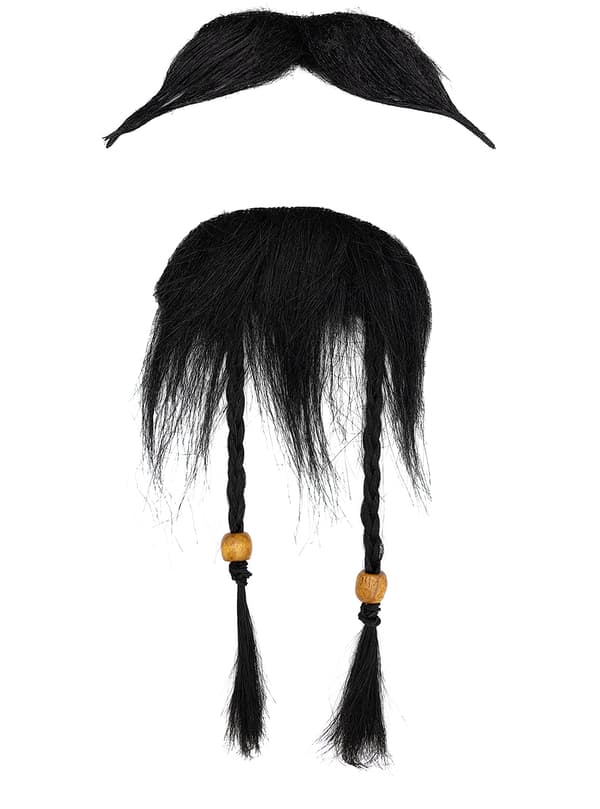FUNIDELIA Piratskägg och mustasch för herr - Storlek: 0 - Svart