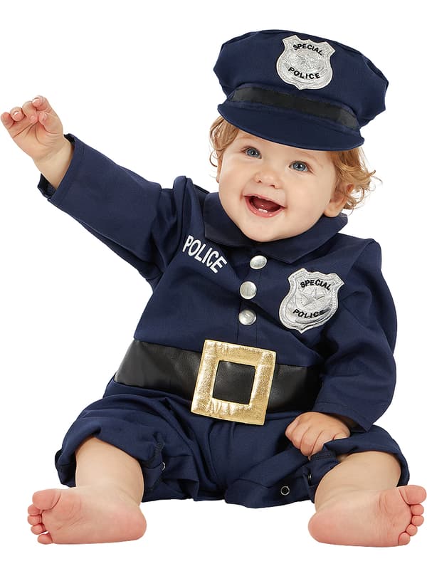 FUNIDELIA Maskeraddräkt polis för bebis - Svart 12-24 months