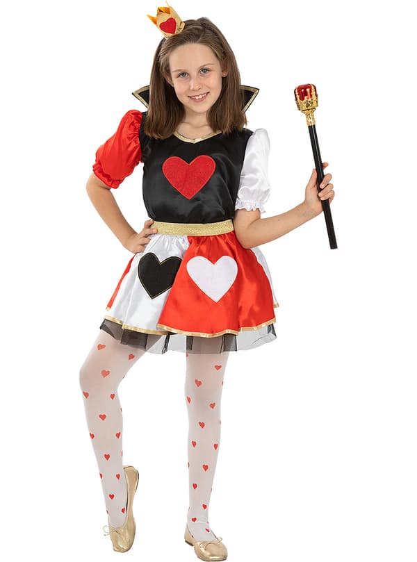 FUNIDELIA Queen of Hearts Kostyme til jenter - Rød