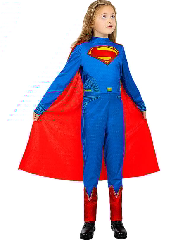 FUNIDELIA Maskeraddräkt Supergirl - Justice League för flicka - Röd 5-6 years