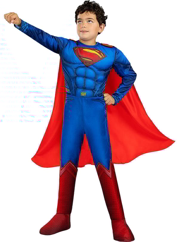 FUNIDELIA Deluxe Superman Kostume til Drenge - Justice League til drenge - Blå 7-9 years