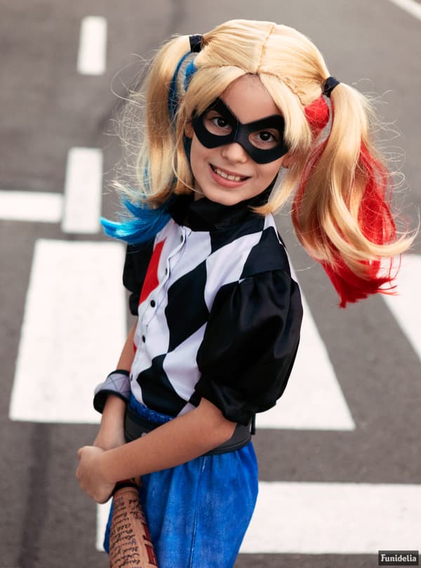 FUNIDELIA Harley Quinn Parykk til jenter - Størrelse: 0 - Gul