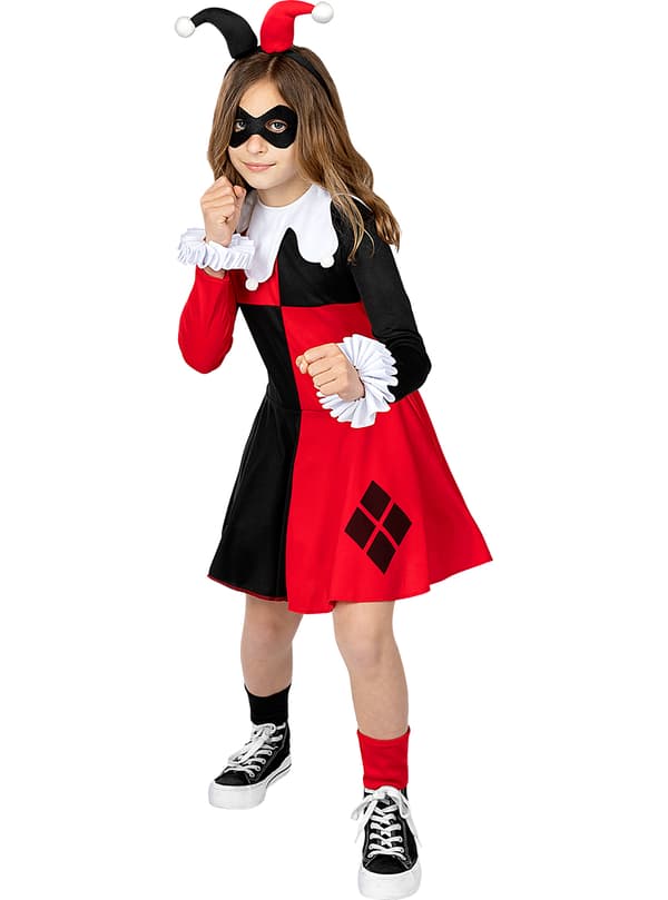 FUNIDELIA Maskeraddräkt Harley Quinn - DC Comics för flicka - Röd