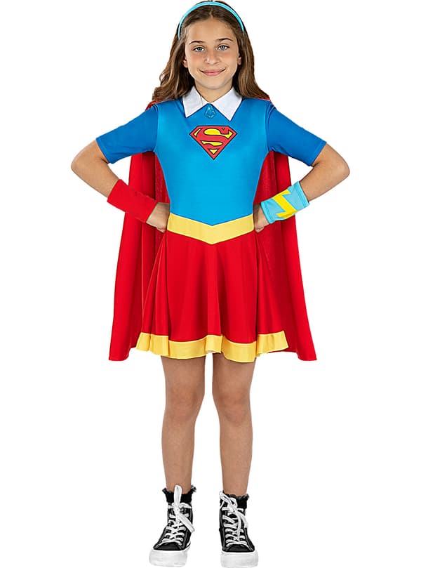 FUNIDELIA Supergirl DC Super Hero Girls Kostume til piger - Rød