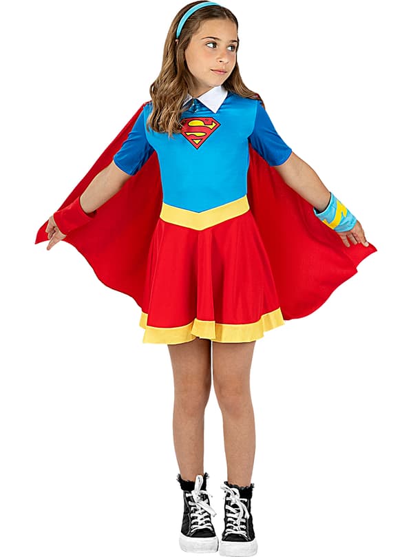 FUNIDELIA Supergirl DC Super Hero Girls Kostume til piger - Rød