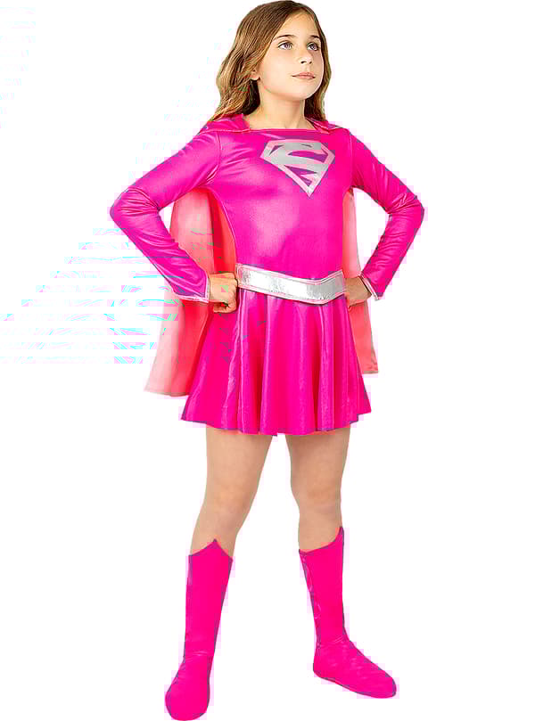 FUNIDELIA Pink Supergirl Kostume til piger - Rød 5-6 years
