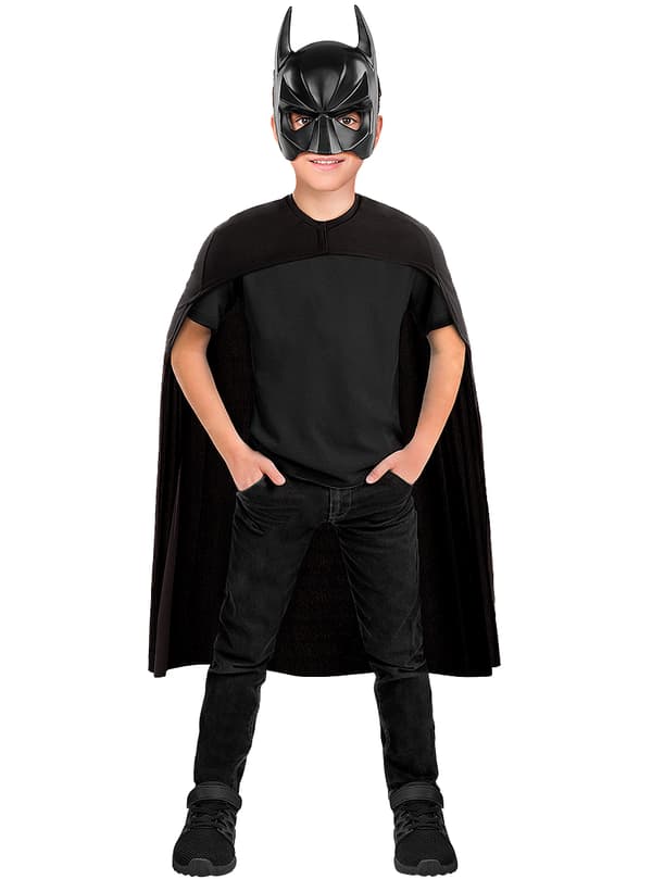 FUNIDELIA Batman maske- og kappesæt til drenge - Størrelse: 0 - Sort