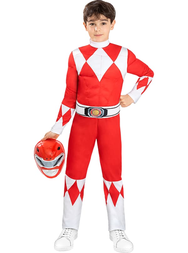 FUNIDELIA Punainen Power Ranger -Asu pojille - Punainen