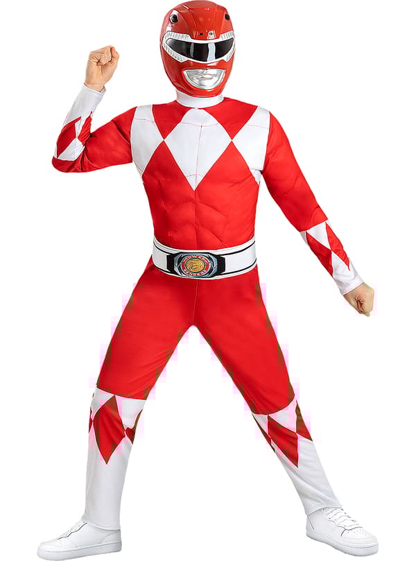 FUNIDELIA Punainen Power Ranger -Asu pojille - Punainen 3-4 years