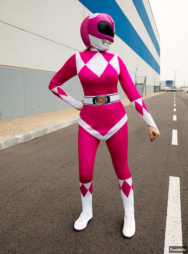 FUNIDELIA Pink Power Ranger hjelm til kvinder - Størrelse: 0 - Pink