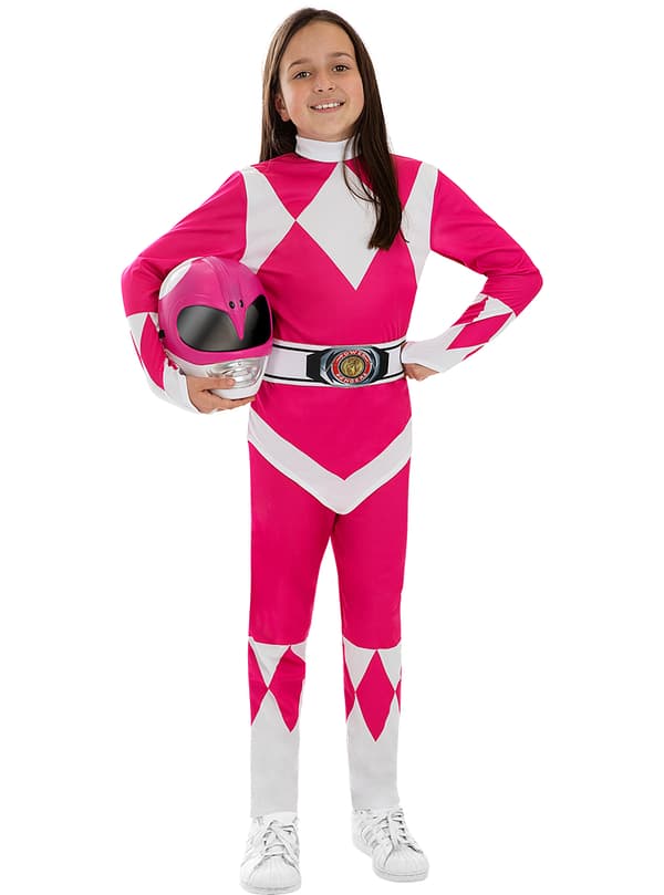 FUNIDELIA Pink Power Ranger maske til piger - Størrelse: 0 - Pink