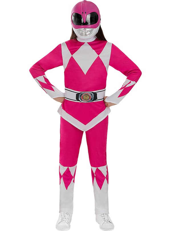 FUNIDELIA Pink Power Ranger maske til piger - Størrelse: 0 - Pink