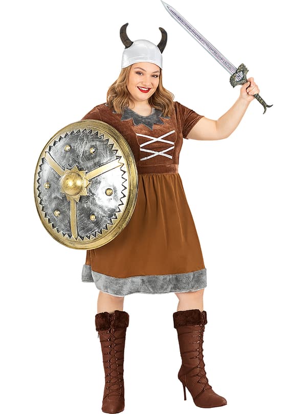 FUNIDELIA Viking Sköld 61 cm för dam och herr - Storlek: 0 - Brun