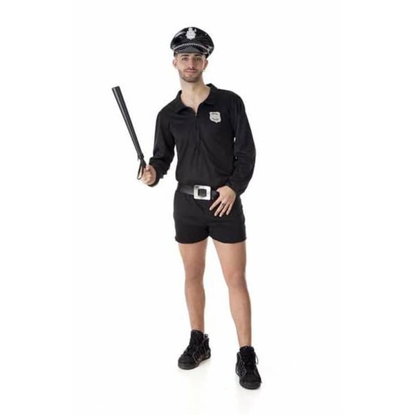 Kostume til voksne Politimand 4 Dele Kort Sort - XL