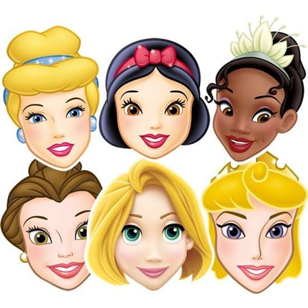Set med 6 Disney Princess masker - DISNEY varumärke - Disney Princesses licens - För barn