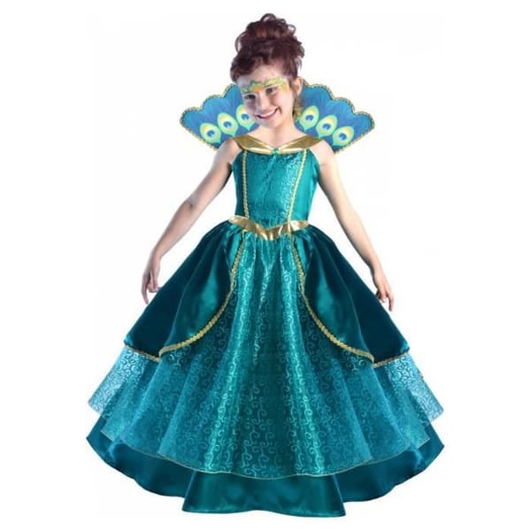 Peacock Queen Costume - CESAR - Yara storlek 5-7 år - Blå Polyester - Inredning