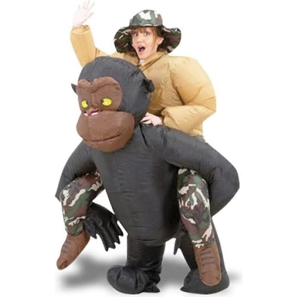 Uppblåsbar kostym för män på baksidan av en gorilla - One size - Beige, svart, brun, kamouflage