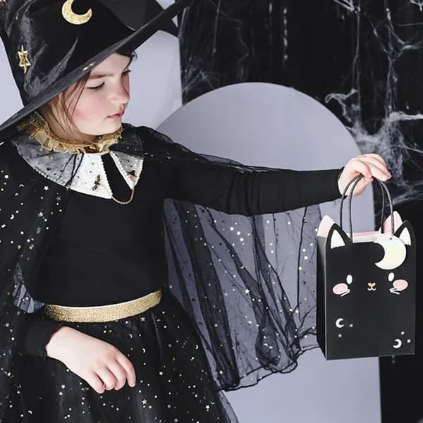 Halloween Cape Glittrig Svart 3-7 år