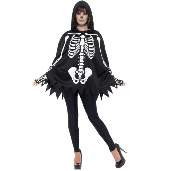 Skjelett Poncho & Hansker Unisex