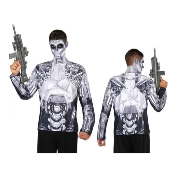 T-shirt herr med robottryck storlek M/L