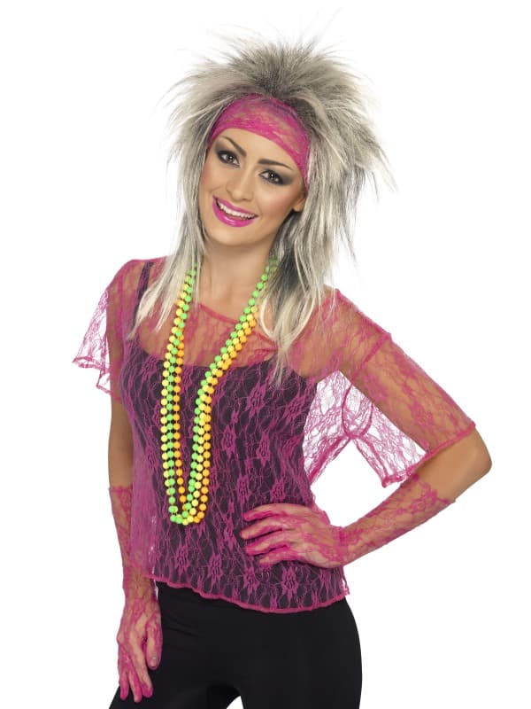80-tals Spetskit Neon Rosa  - Onesize