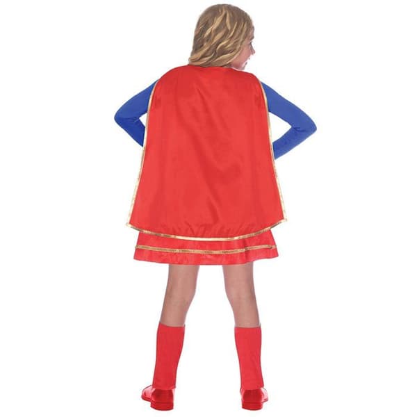 Supergirl barndräkt - Röd - 3/4 år - Långärmad klänning och avtagbar cape