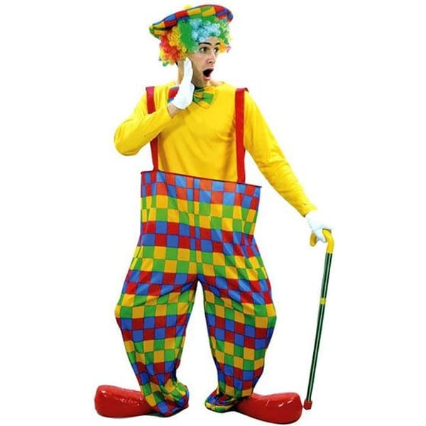 Candy Clown Costume - Circus - Herr - Polyester - Storlek M/L - Gul