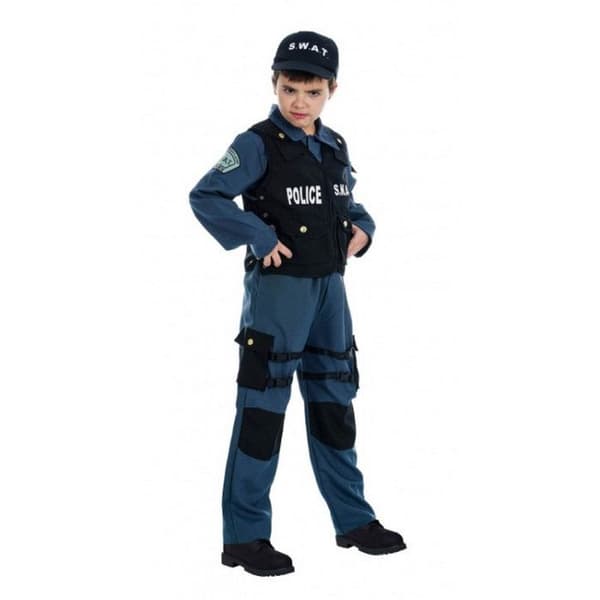 SWAT Agent kostym för pojkar 7/9 år - Polyester - Yrke - Blå