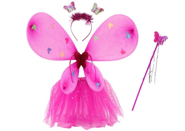 Fairy Cotume Butterfly Disguise Tummanvaaleanpunainen Wings -asu
