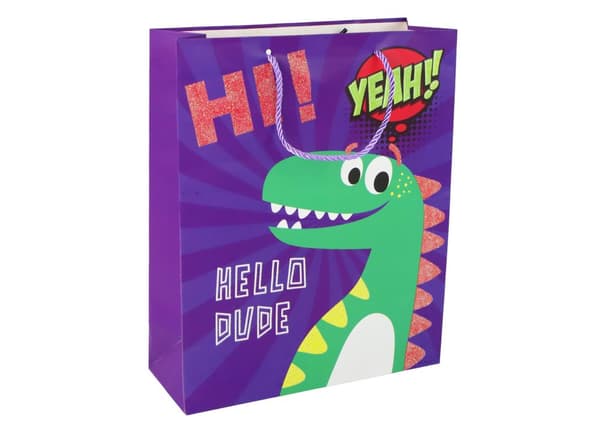 Lilla Dinosaur Papir Gavepose 41,5 cm x 30 cm x 12 cm