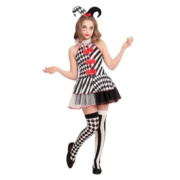 Harlequin Black Girl Costume - WIDMANN - 8/10 år - Inomhus - Vit - Blandat - Från 8 år