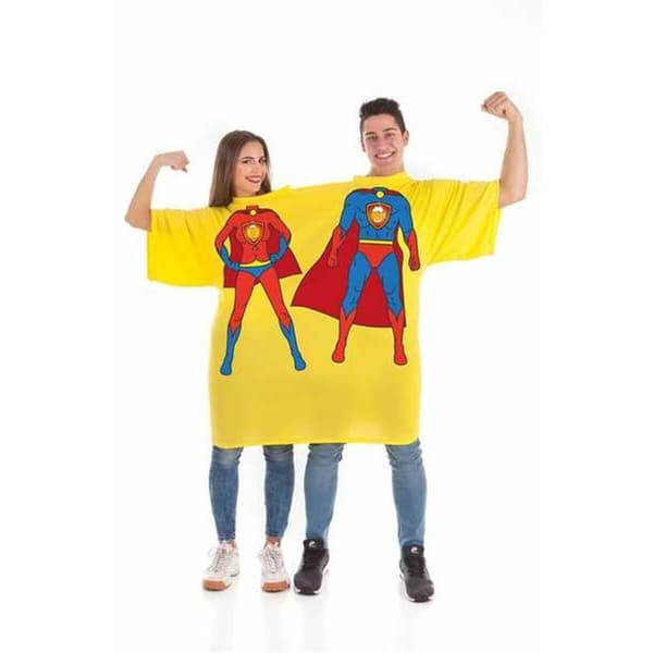 Aikuisten asut Double M/L Keltainen Supersankari Olut
