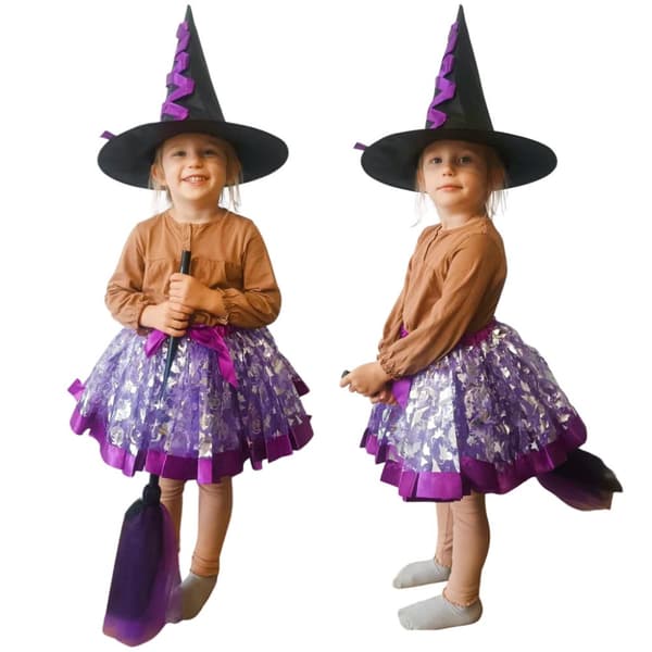 Kostym karneval outfit förklädnad häxa 3 stycken lila