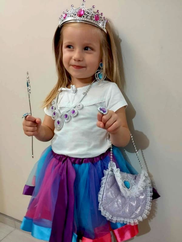 Kostym karneval kostym utklädnad drottning prinsessa krona handväska 9 stycken