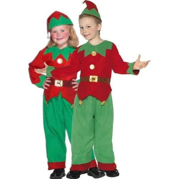 Blandad tomtebarnsdräkt - SMIFFY'S - Storlek S 110cm - Röd och grön - Inredning