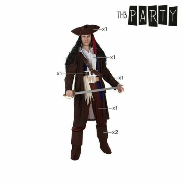 Kostyme voksne Th3 Party Brun Piratene (6 Deler) - XL