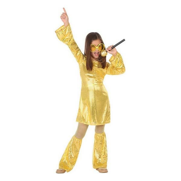Kostume til børn Disco Gylden (2 Dele) (3 pcs) - 5-6 år